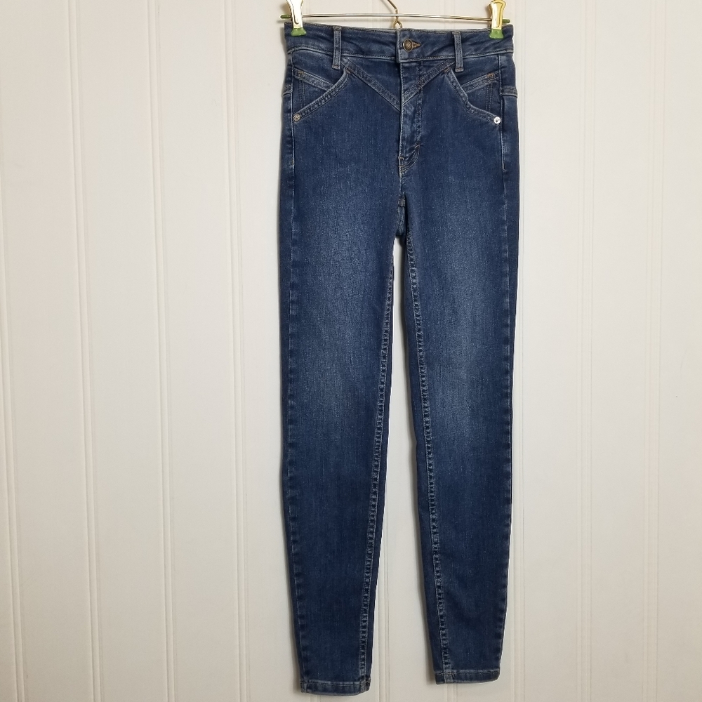 We The Free Riley Skinny Jeans Womens 25 Blue Denim Daybreak Seamed High Rise - Picture 3 of 16